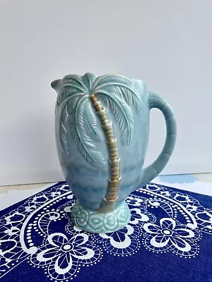 Buy Beswick Ware Blue Palm Tree Jug / Pitcher Vase No. 1074 Made In England Vintage • 39£