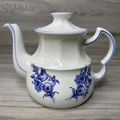 Buy Vintage Ellgreave Wood & Son's Ironstone Floral Teapot From England Blue Flowers • 16.36£