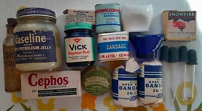 Buy Vintage First Aid Items. Chemist  Display.  Vaseline. Optrex Blue Glass Eye Bath • 24£