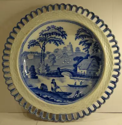 Buy Antique Wild Rose Border Blue Transfer Pearlware Small Plate C1820-1850 Unmarked • 39.97£