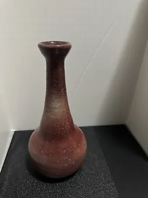 Buy Glazed Pottery Bud Vase  Signed Brown Rust Shiny Speckled Sparkles • 11.56£