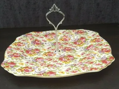 Buy Royal Winton Chintz Summertime SQUARE CAKE  PLATE WITH VINTAGE STYLE HANDLE • 24£