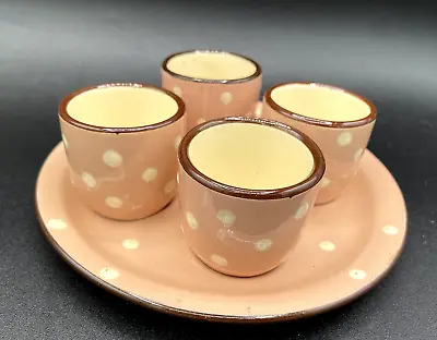 Buy Babbacombe Torquay Pottery Four Pink Polka Dot Egg Cups On Stand • 32£