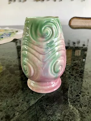 Buy Vintage 1930’s SylvaC Vase No 675. Pink / Green Relief Swirls • 8£
