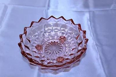 Buy Pink Depression Glass Cubist Tri Footed Centerpiece Bowl Decorative Vintage • 31.87£