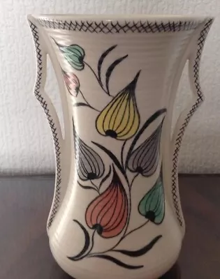 Buy Retro Vintage1940s Vulcan Ware Vase Hand Painted Leaf Design Allenby England • 19.99£