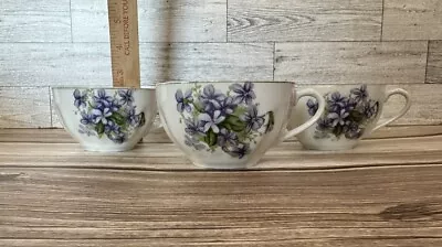 Buy Set Of 4 Vintage Tea Cups Violets Gold Rim Japan • 6.80£
