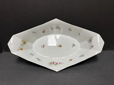 Buy Vintage Furstenberg Porcelain Flowered Bowl Oval Floral Faceted • 33.97£
