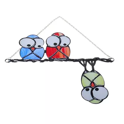 Buy Multicolor Owl On Wire Stained Glass Window Hanging Suncatcher For Bird Lovers • 6.78£