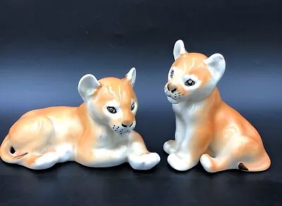 Buy Lomonosov USSR Porcelain Pair Of Lion Cubs Ornaments Figures Animal • 21.59£