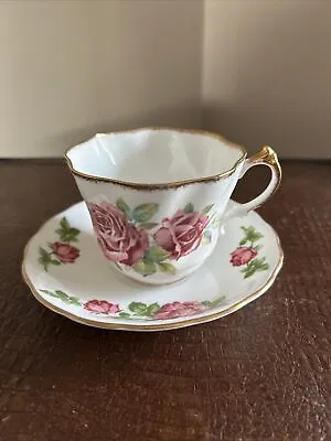 Buy Vintage Royal Vale Bone China Pink Rose Tea Cup & Saucer W/Gold Trim-England G89 • 23.63£
