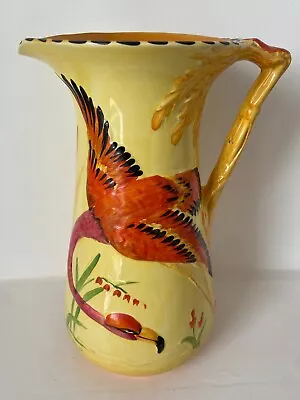 Buy Burleigh Ware Vintage Ceramic Jug 1930s Hand Painted Flamingo And Palm Tree • 65£