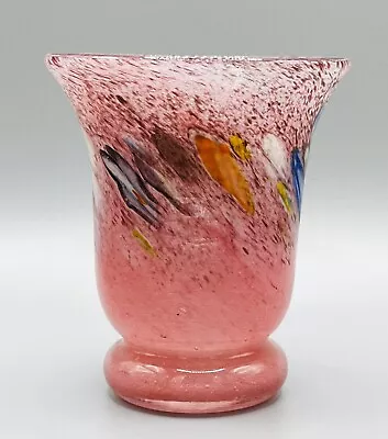 Buy Vintage Monart Vasart Strathearn Perthshire Pink Glass Vase Leaping Salmon 9cm • 14.95£