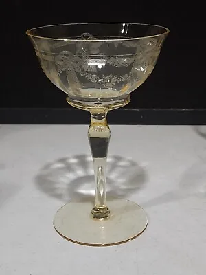 Buy 1-Vintage TIFFIN GLASS  Paulina    #14196 Yellow Champagne/sherbet Glass • 10.04£