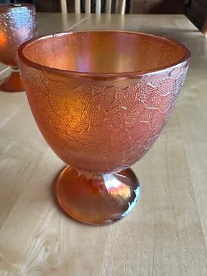 Buy Vintage Jeannette Marigold 'Crackle' Carnival Glass Pedestal Wine Water Goblet • 1.89£