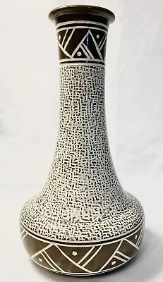 Buy Korean Art Studio Pottery Vase Geometric Engraved Design 8.5” Signed • 94.27£