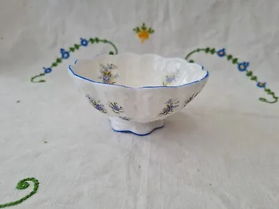 Buy Vintage Queens Blue Forget Me Not Flowers Bone China Scalloped Sugar Bowl • 9.99£