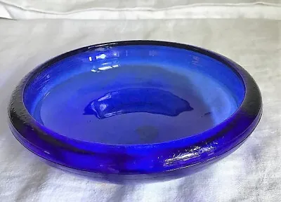 Buy Thick Walled, Heavy Spanish Cobalt Blue Recycled Glass Bowl. • 18£