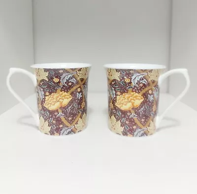 Buy Pair Of Morris & Co Windrush Fine Bone China Cups Mugs  By Queens • 13.95£