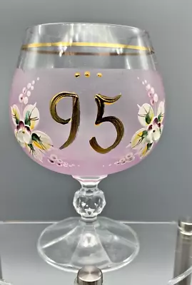 Buy Bohemian Chrystal Brandy Glass Celebration 95 Years Pink Hues Handpainted Floral • 28.22£