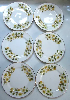 Buy Vintage Queen Anne Bone China  Buttercup  Flower Design Six Tea / Side Plates • 14.99£
