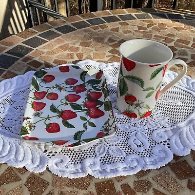 Buy Kent Pottery Strawberry Mug Coffee  And Tray • 17.37£