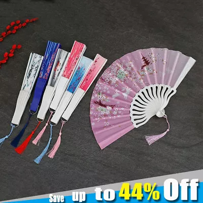 Buy Chinese Japanese Spanish Style Folding Hand Held Silk Fan Tassel Fan Crafts Gift • 3.39£