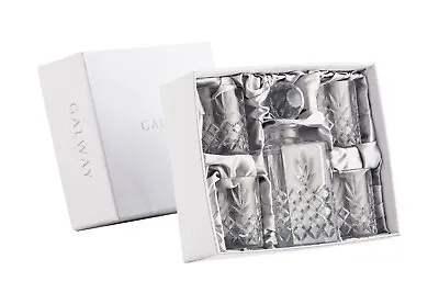 Buy Galway Crystal Renmore Decanter Set Includes 4 DOF Glasses Gift Boxed G35080 • 99.99£