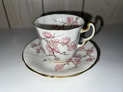 Buy Adderley Fine Bone China Tea Cup & Saucer Chinese Blossom Flower Gold Trim • 28.29£