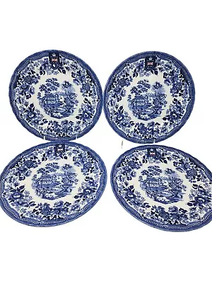 Buy  QUEEN’S Royal Wessex TONQUIN Blue Dinner Plates - Set Of Four New • 46.98£