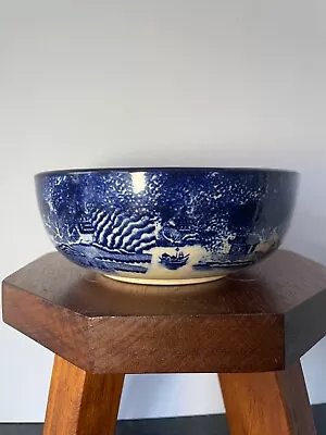 Buy Vintage Flow Blue Willow Bowl - Unmarked - 18cm X  7cm • 14£
