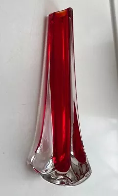 Buy Vintage Whitefriars Ruby Trihorn Red Glass Vase • 14.99£