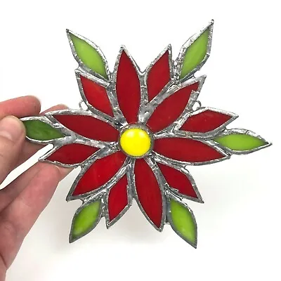 Buy Large Stained Glass Poinsettia Ornament Window Decoration - Handmade In UK • 24.99£