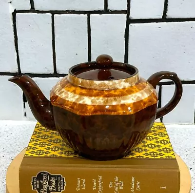 Buy Vtg Arthur Wood Brown Betty Molted Teapot Brown Gold Orange Trim Made In England • 17.95£