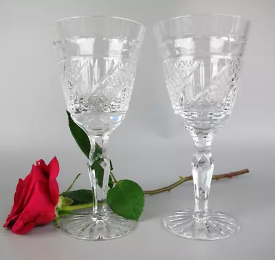 Buy Cut Crystal Wine Glasses Goblets X 2. Royal Doulton Webb Corbett  Harlstones  • 39.99£