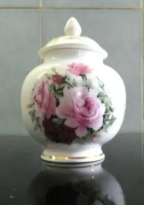 Buy Crown Fine Bone China Pink Roses Small Lidded Ginger Jar • 5.99£