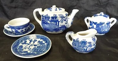 Buy Antique Blue & White Child's Three Piece Tea Set • 28.49£