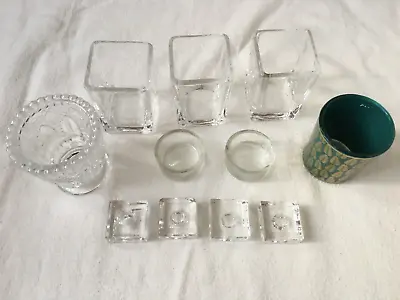 Buy Collection Of Glass Candle Holders. 11 Mix Of Square And Round Candle Holders • 5£