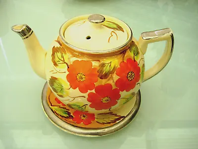 Buy 🌸 Vintage Arthur Wood Floral Hand Painted  Tea Pot And Stand • 28£
