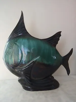 Buy Huge Vintage Mid Century 1970s Ceramic Angel Fish Vase - Canada Blue Mountain • 34£