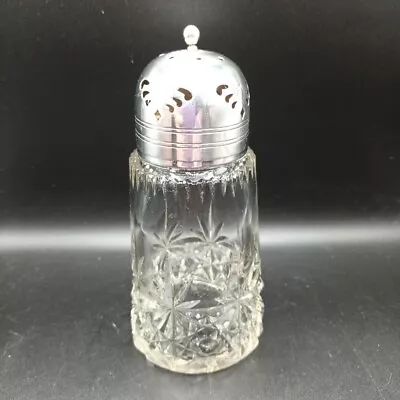 Buy Sugar Shaker Clear Cut Glass With Silver Tone Lid.  5in Tall • 13.50£