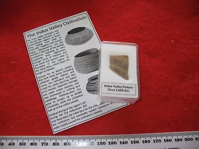 Buy Indus Valley 1500 B.C. Patterned Painted Pottery Shard Fragment Display Case #1 • 15£