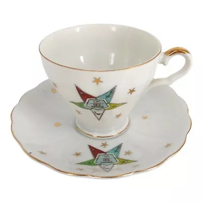 Buy Vintage Masonic Order Of The Eastern Star OES Bone China Teacup Saucer Lefton • 24.65£