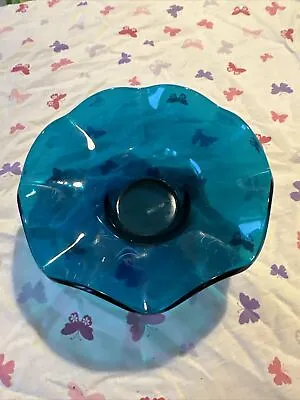 Buy Vintage Aqua Viking Scallop Glass Bowl  • 12£