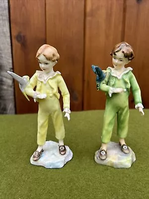 Buy 2x Vintage Royal Worcester Figurines  ~ Boy With  Parakeet   3087 • 25£
