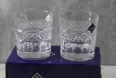 Buy 2x Boxed Edinburgh Crystal - Jade Pattern - Whisky Tumblers • 24.99£