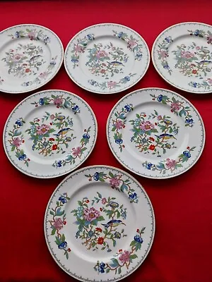 Buy Set Of 6 Aynsley Pembroke Kingfisher & Flowers Dinner Plates 10.5   (Ref #AC2) • 75£