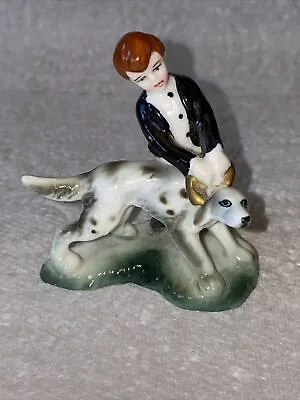 Buy Boy Holding Dog By Collar Bone China China Miniature • 4.99£