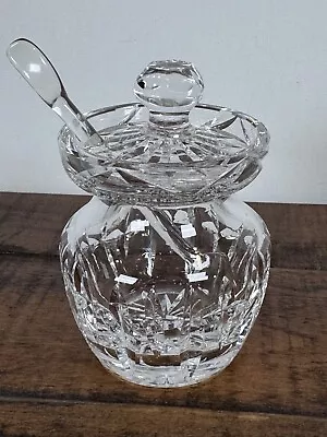 Buy Elegant Crystal Glass Jar W/ Glass Spoon & Glass Lid Jelly Honey Sugar Classy • 12.29£