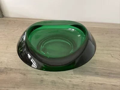 Buy VINTAGE CZECH SKLO UNION ROSICE GREEN ART GLASS BOWL 7inches Exc Cond • 25£
